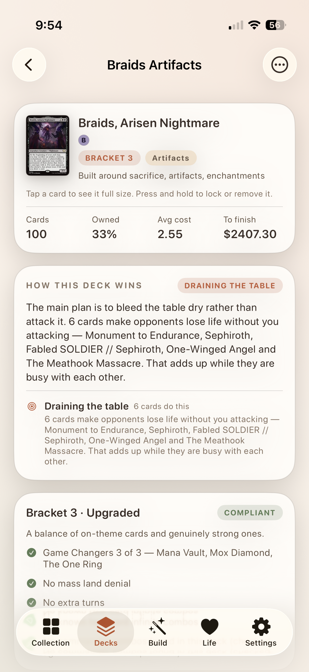 How this deck wins, and the bracket compliance checklist